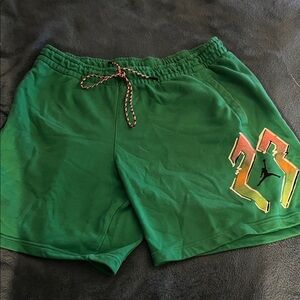 Authentic Jordan Men's Athletic Green Shorts with Graphic 23 design